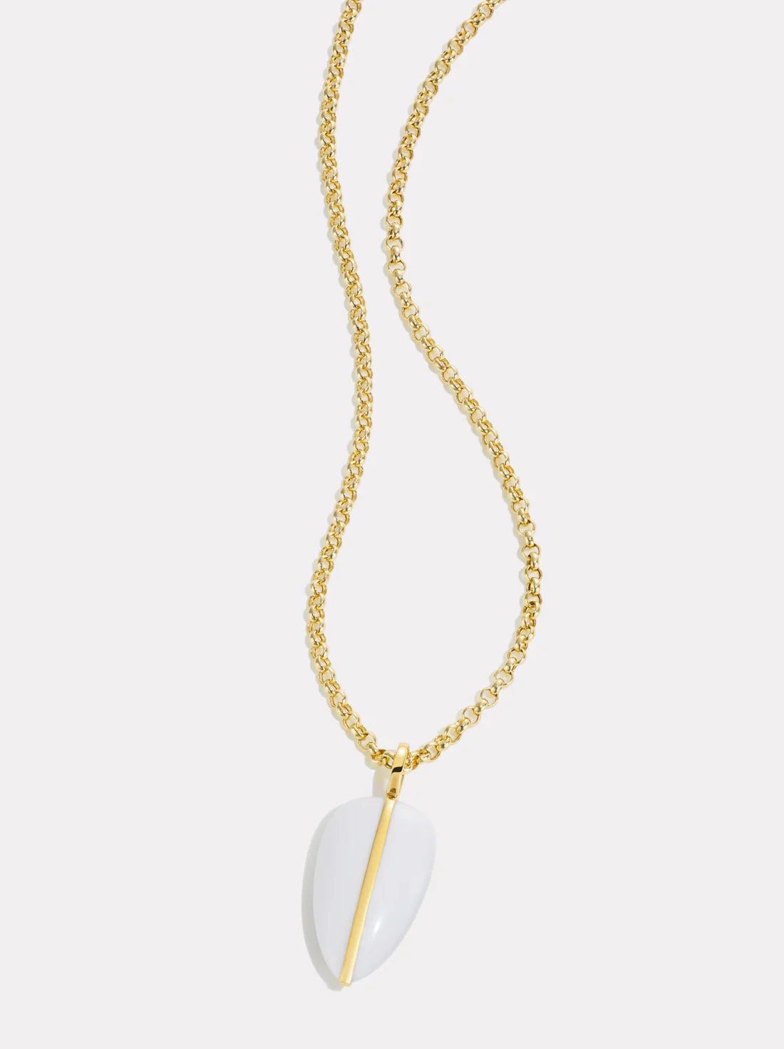 BY PARIAH LARGE PEBBLE PENDANT 14K RECYCLED YELLOW GOLD, WHITE AGATE