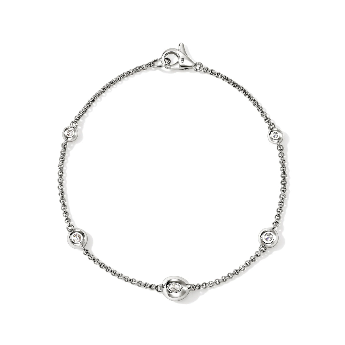 JOHN HARDY LOVESTRUCK SILVER BRACELET WITH LAB GROWN DIAMONDS 1.45CT TW, SIZE MEDIUM