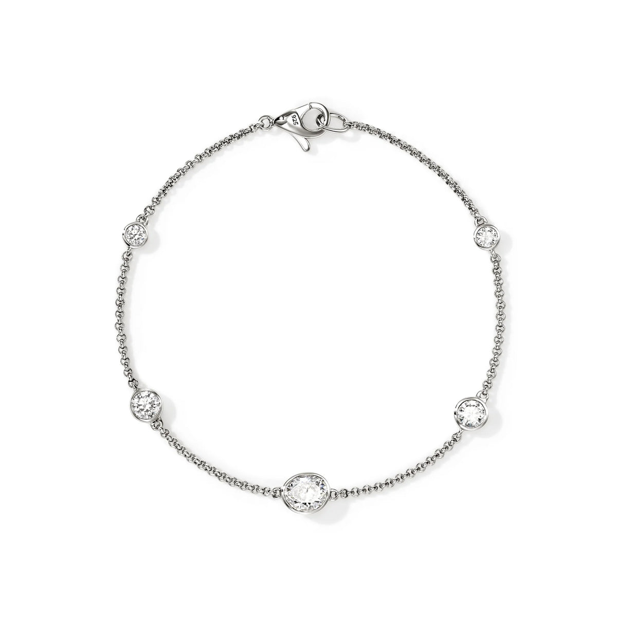 JOHN HARDY LOVESTRUCK SILVER BRACELET WITH LAB GROWN DIAMONDS 1.45CT TW, SIZE MEDIUM