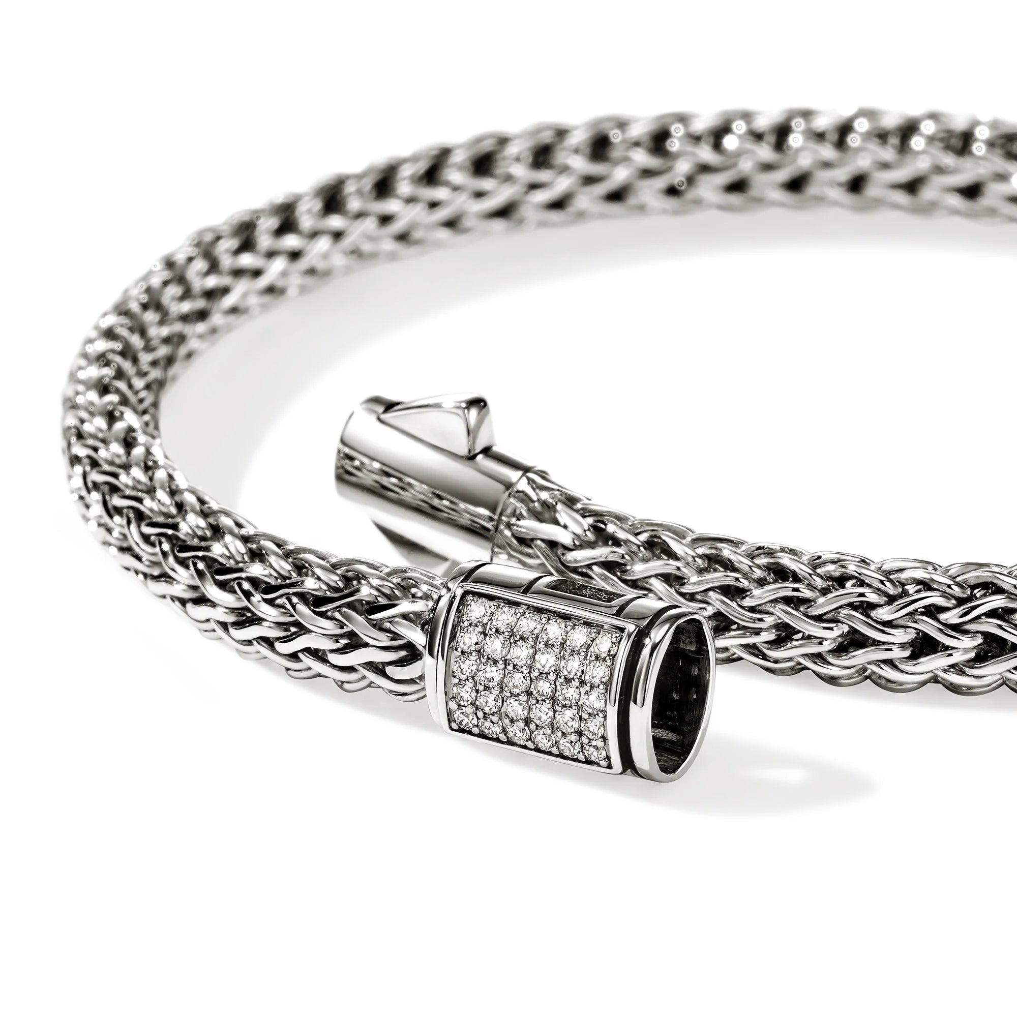 JOHN HARDY ICON BRACELET, STERLING SILVER, DIAMONDS, 5MM