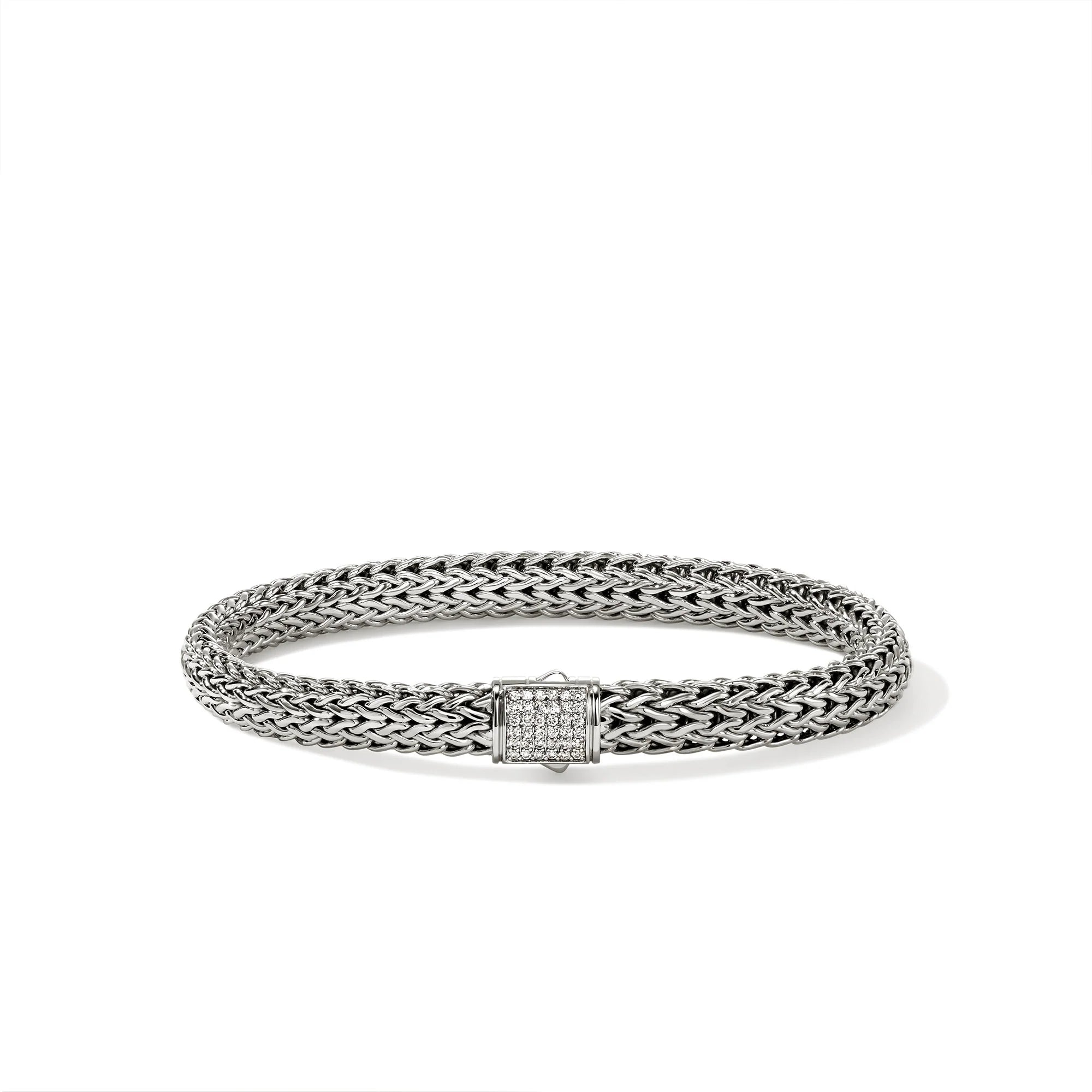 JOHN HARDY ICON BRACELET, STERLING SILVER, DIAMONDS, 6.5MM