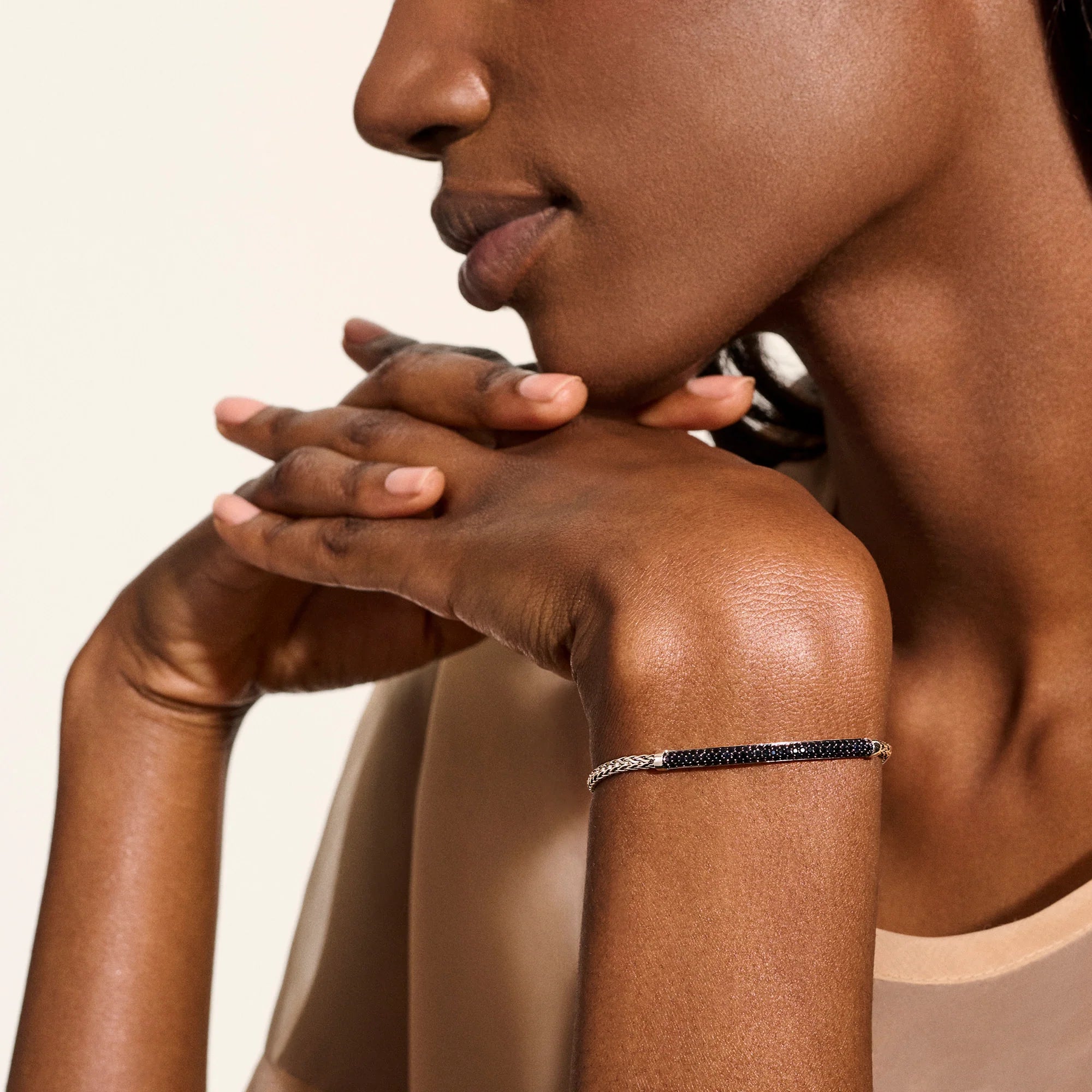 JOHN HARDY ESSENTIAL PAVE BRACELET, STERLING SILVER, GEMSTONES, 2.5MM