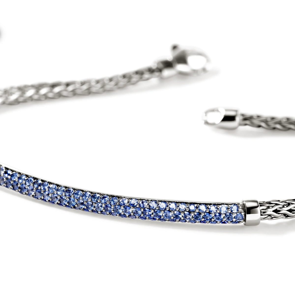 JOHN HARDY ESSENTIALS SILVER 2.5MM BRACELET WITH BLUE SAPPHIRES WITH LOBSTER CLASP, SIZE M.
