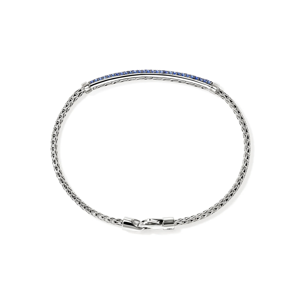 JOHN HARDY ESSENTIALS SILVER 2.5MM BRACELET WITH BLUE SAPPHIRES WITH LOBSTER CLASP, SIZE S.
