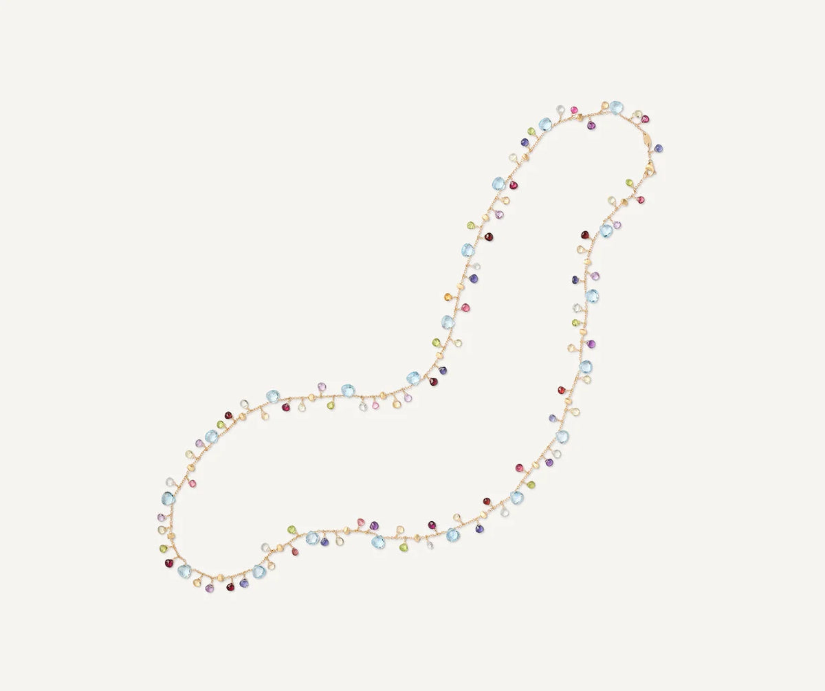 MARCO BICEGO PARADISE 18K YELLOW GOLD LONG NECKLACE OF NATURAL GEMSTONES