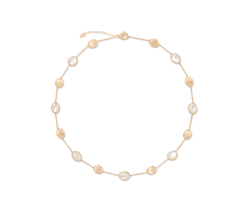 MARCO BICEGO SIVIGLIA 18K YELLOW GOLD NECKLACE WITH OVAL ELEMENTS AND MOTHER OF PEARL