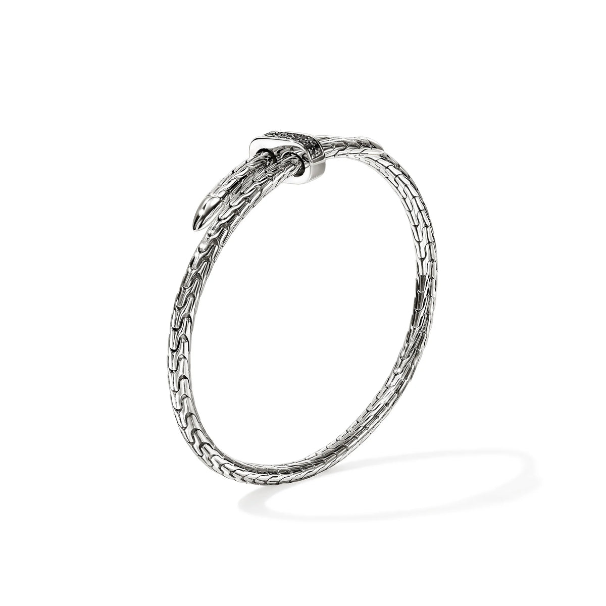 JOHN HARDY SPEAR FLEX CUFF, STERLING SILVER, BLACK SAPPHIRE, 4MM, SMALL