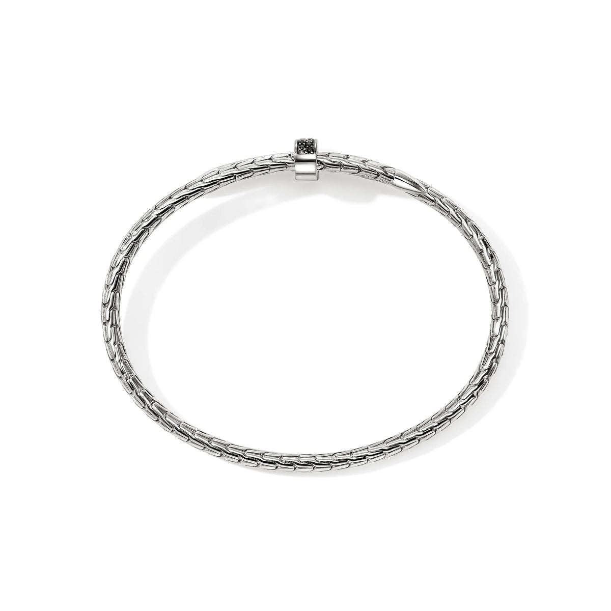 JOHN HARDY SPEAR FLEX CUFF, STERLING SILVER, BLACK SAPPHIRE, 4MM, SMALL