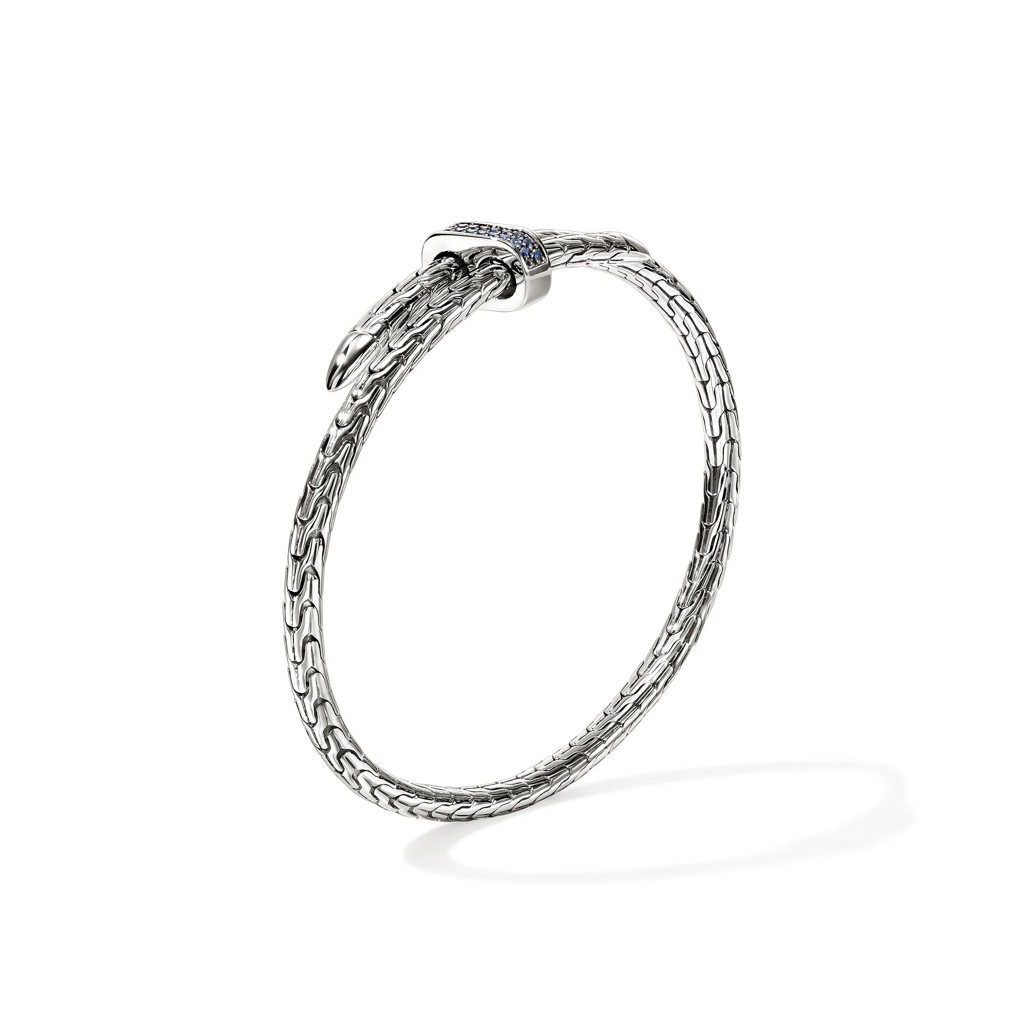 JOHN HARDY SPEAR FLEX CUFF, STERLING SILVER, BLUE SAPPHIRE, 4MM