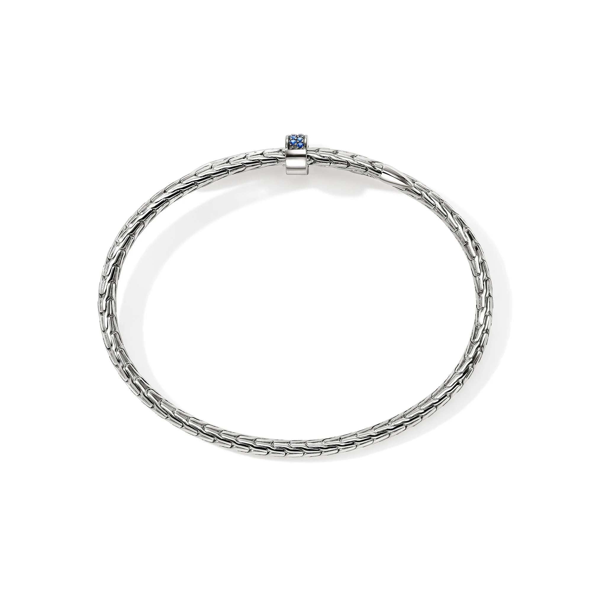 JOHN HARDY SPEAR FLEX CUFF, STERLING SILVER, BLUE SAPPHIRE, 4MM