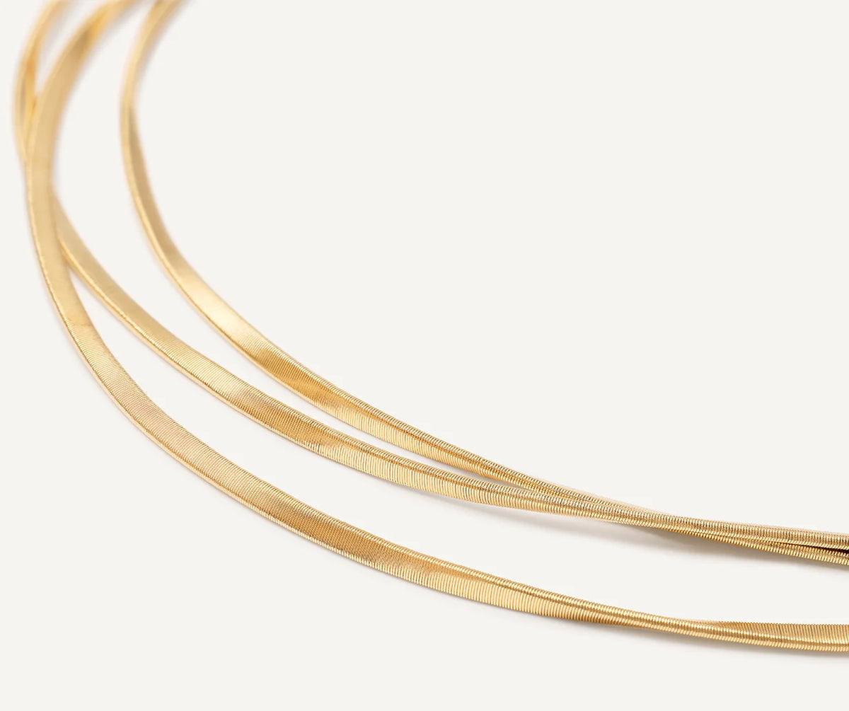 MARCO BICEGO MARRAKECH 18K YELLOW GOLD TWIST THREE STRAND NECKLACE