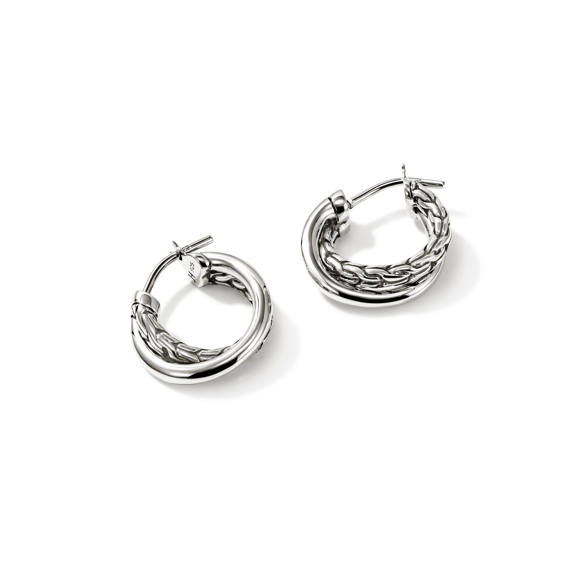 JOHN HARDY ESSENTIAL CROSSOVER HOOP EARRING, STERLING SILVER, 14.5MM