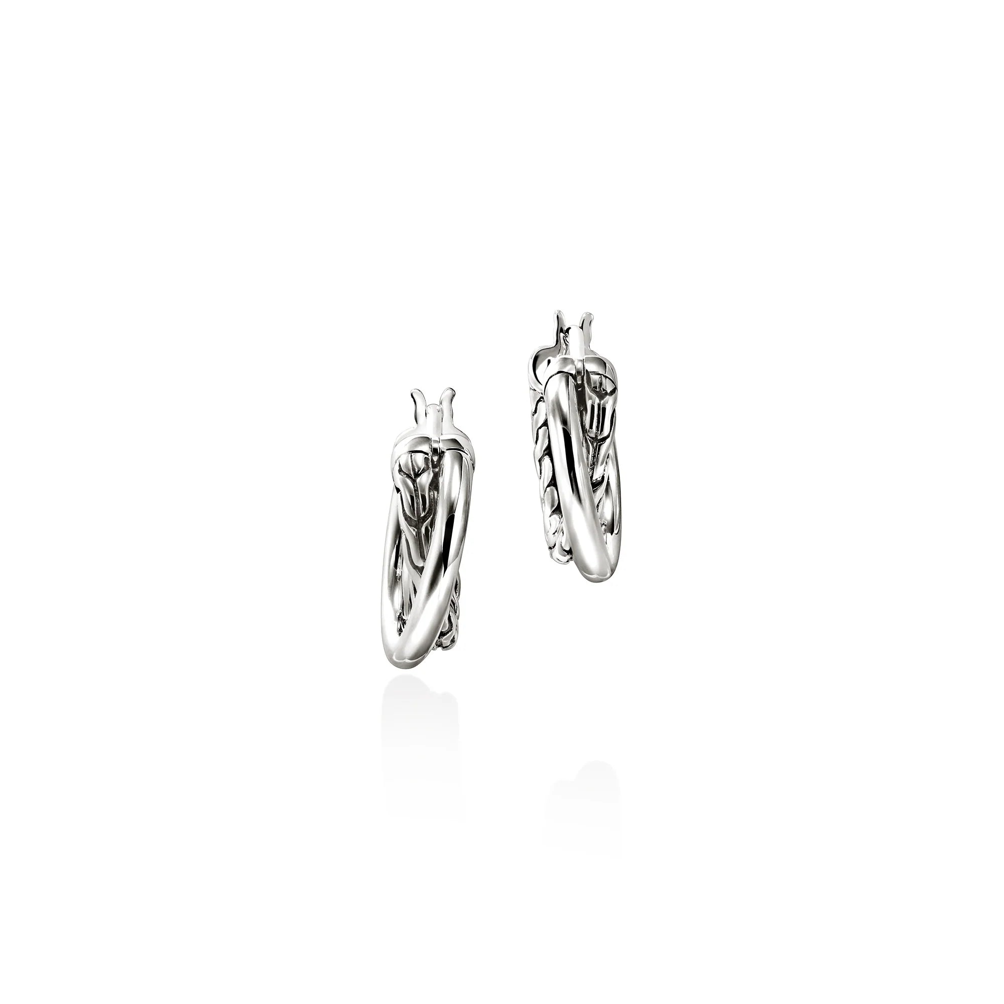 JOHN HARDY ESSENTIAL CROSSOVER HOOP EARRING, STERLING SILVER, 14.5MM