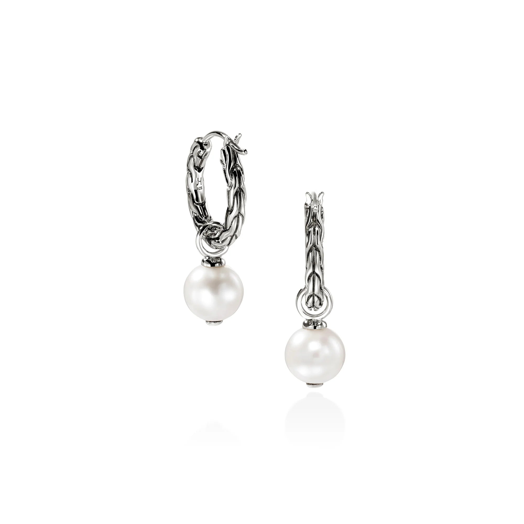 JOHN HARDY ESSENTIAL PEARL HOOP EARRING, STERLING SILVER, 16MM