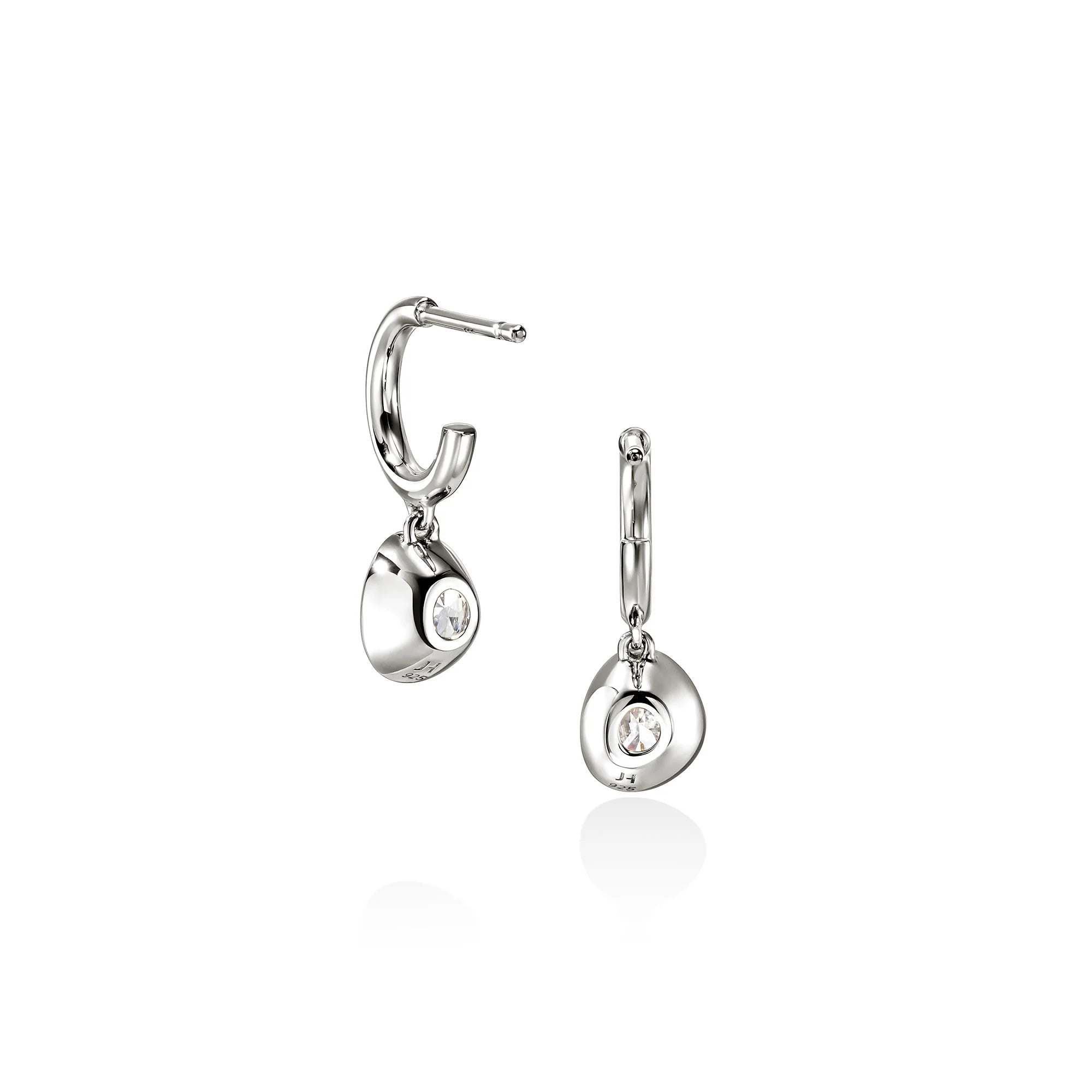 JOHN HARDY LOVESTRUCK HOOP EARRINGS, STERLING SILVER, LAB DIAMONDS, 1.5CW