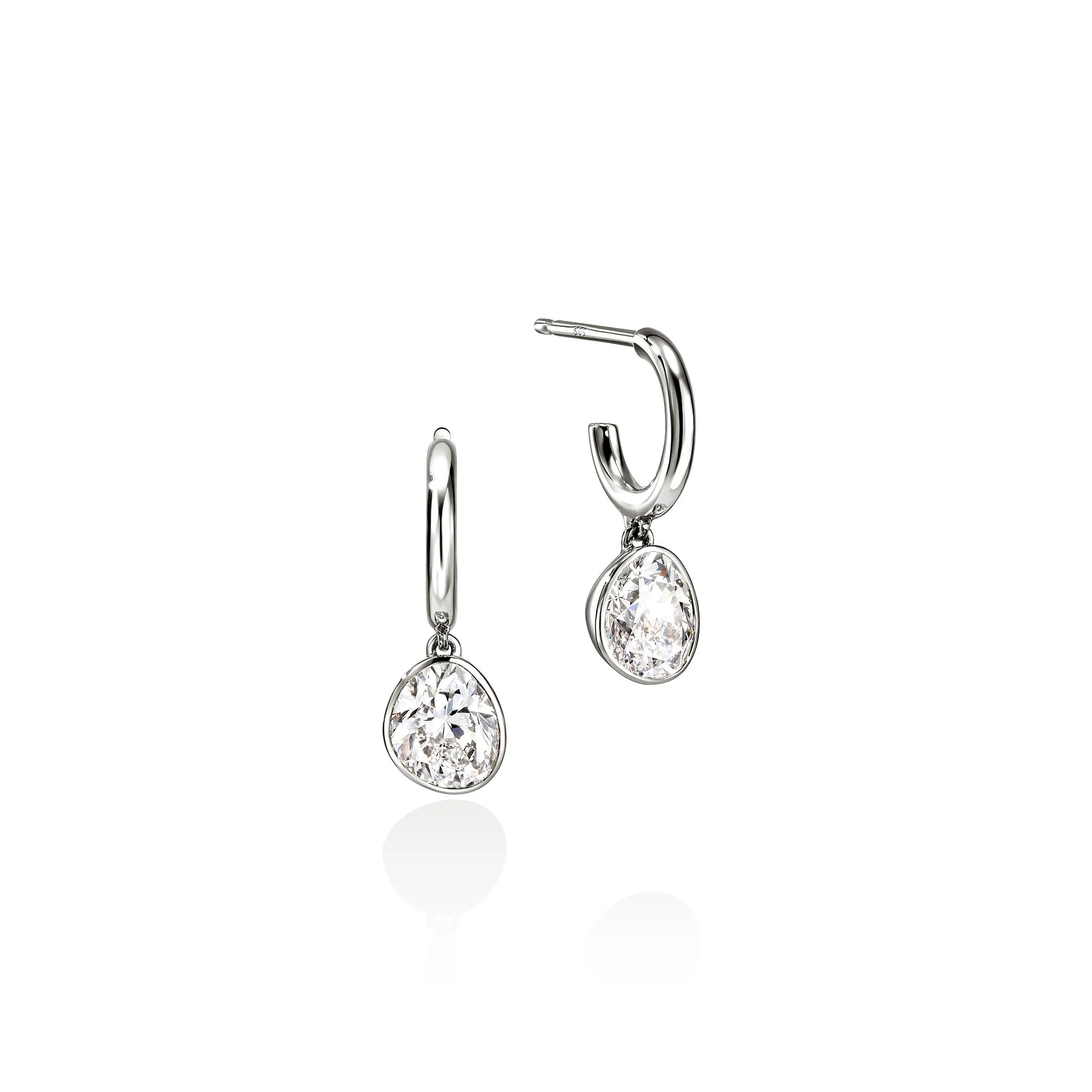 JOHN HARDY LOVESTRUCK HOOP EARRINGS, STERLING SILVER, LAB DIAMONDS, 1.5CW