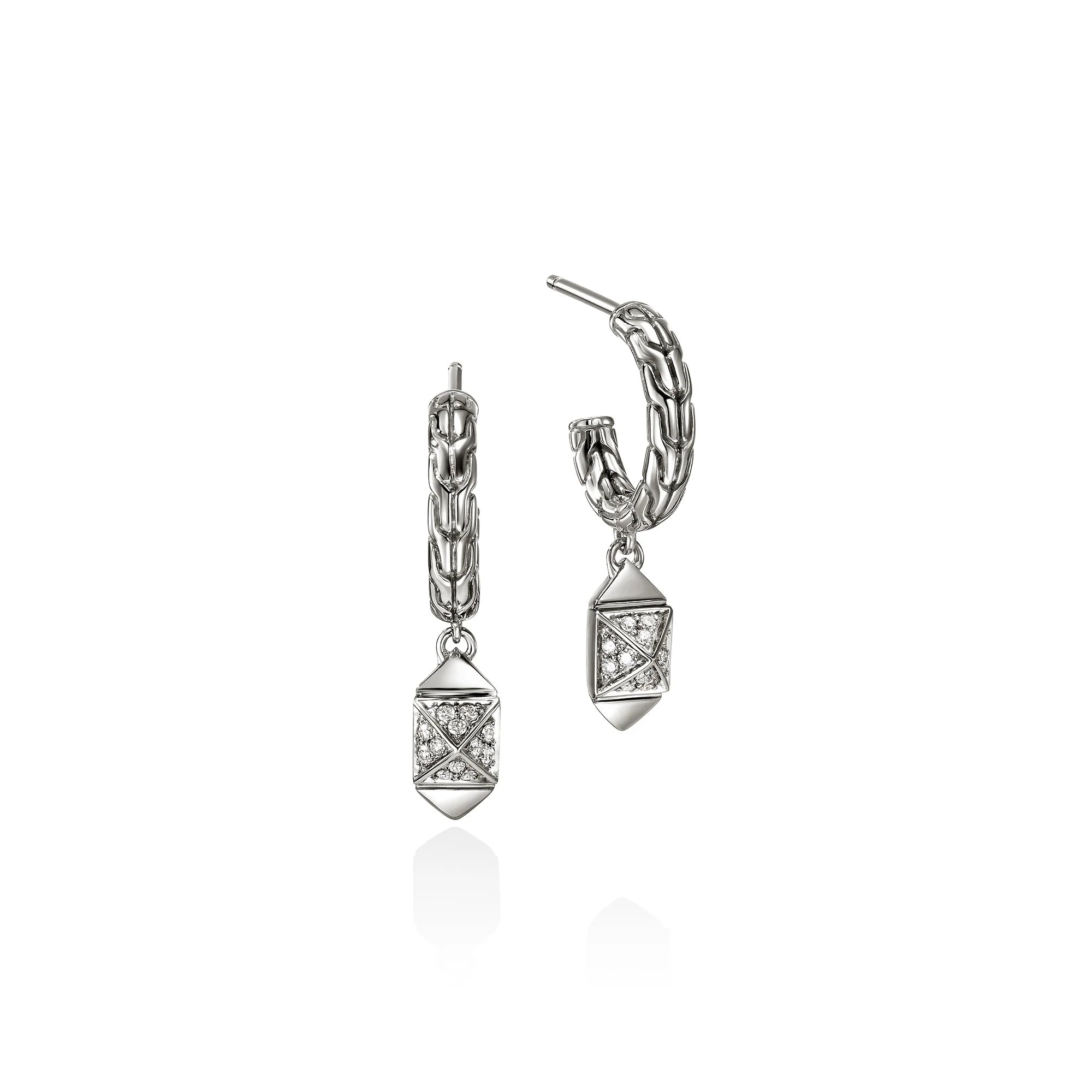JOHN HARDY ICON STUD SILVER DIAMOND PAVE (0.14) DROP EARRINGS