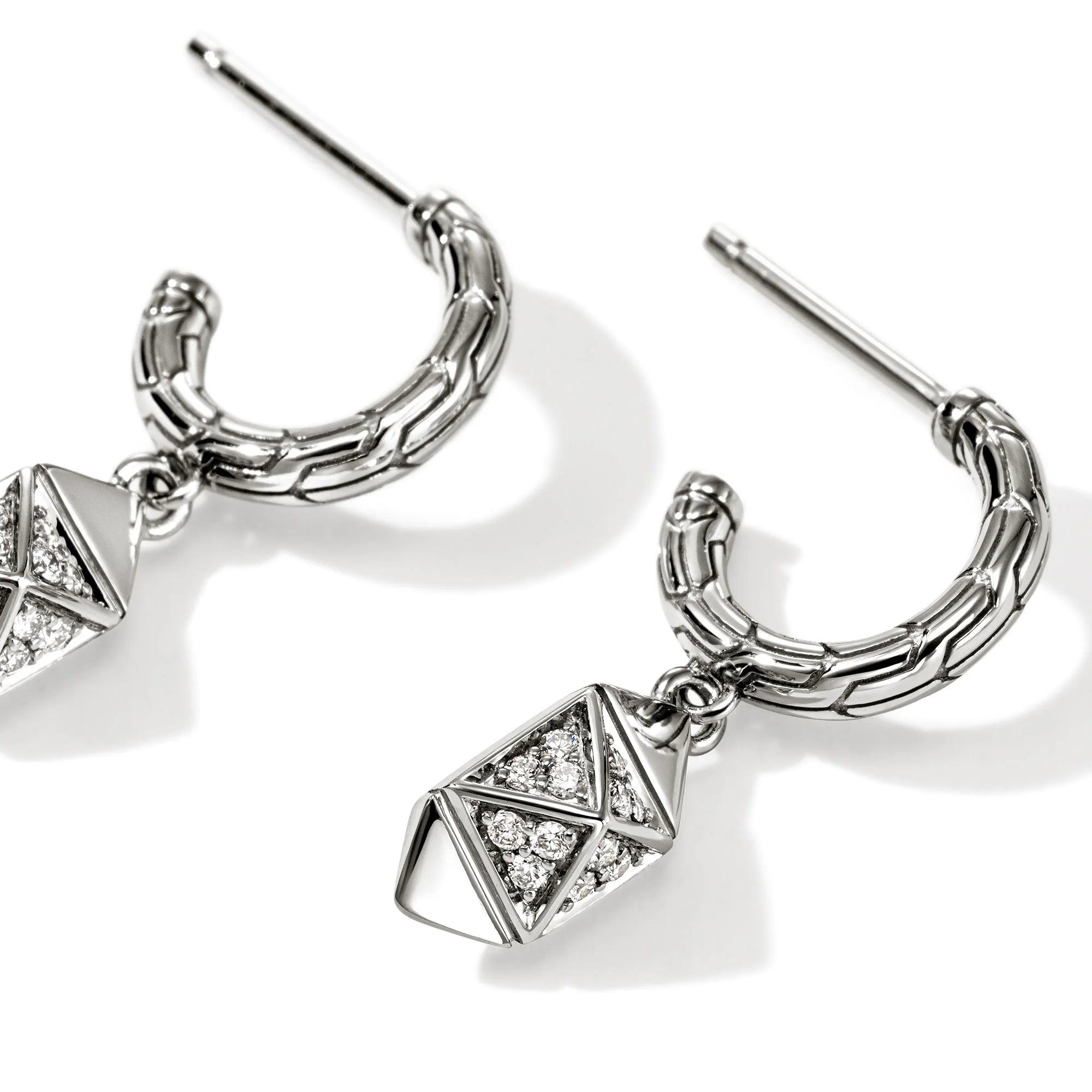 JOHN HARDY ICON STUD SILVER DIAMOND PAVE (0.14) DROP EARRINGS