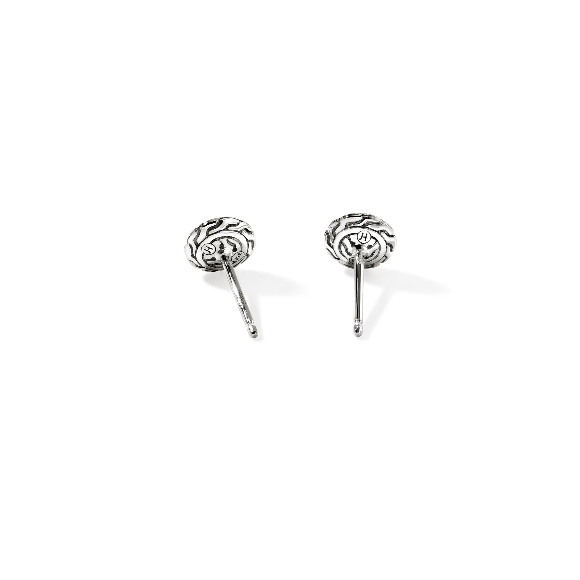 JOHN HARDY ESSENTIAL PAVE STUD EARRING, STERLING SILVER, GEMSTONES, 7MM