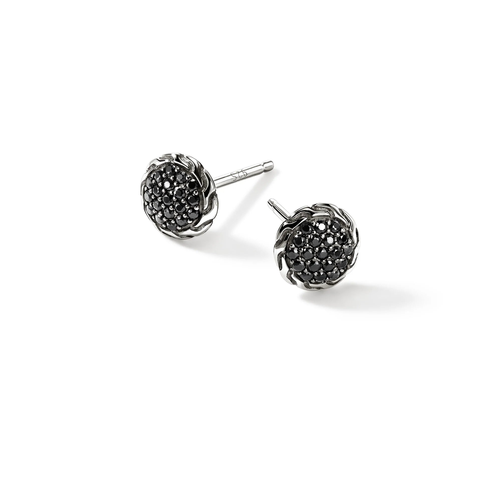 JOHN HARDY ESSENTIAL PAVE STUD EARRING, STERLING SILVER, GEMSTONES, 7MM