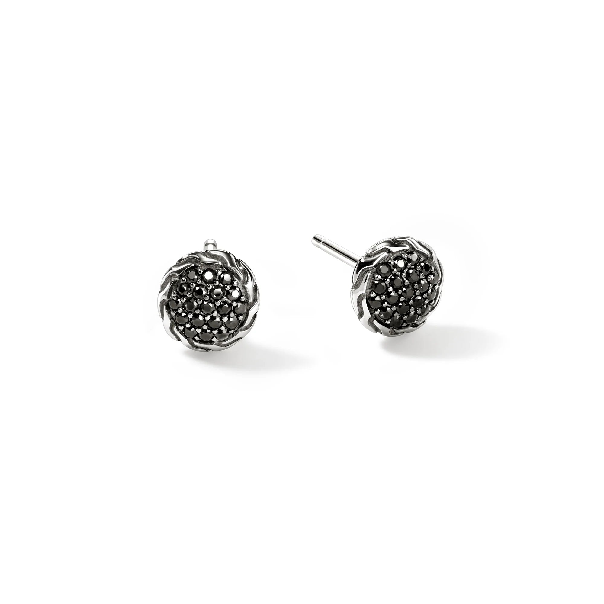 JOHN HARDY ESSENTIAL PAVE STUD EARRING, STERLING SILVER, GEMSTONES, 7MM