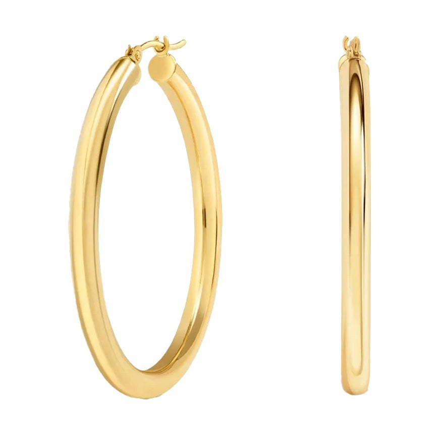 14K YELLOW ITALIAN GOLD 2.8MM HOOP EARRINGS