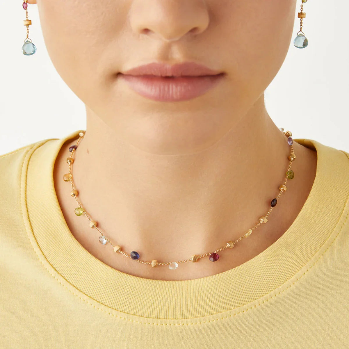 MARCO BICEGO 18K YELLOW GOLD PARADISE NECKLACE WITH MULTICOLOURED GEMSTONES