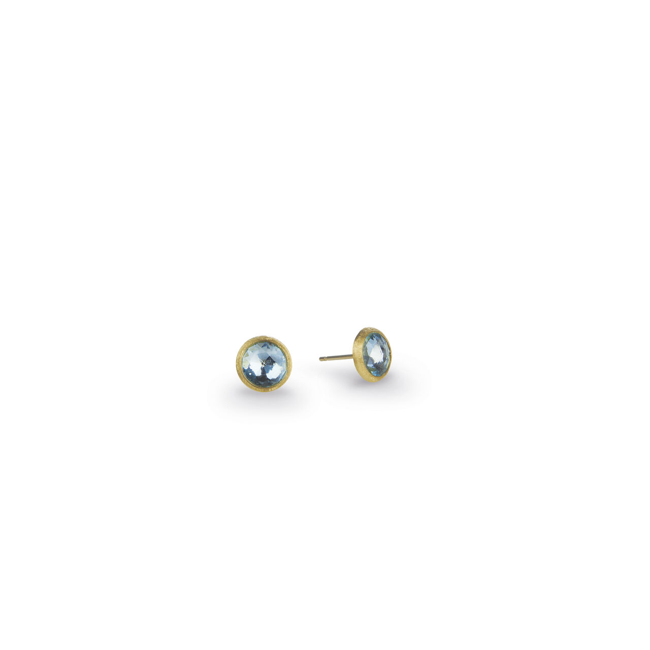 MARCO BICEGO 18K YELLOW GOLD EARRINGS WITH LARGE BLUE TOPAZ STUD EARRINGS