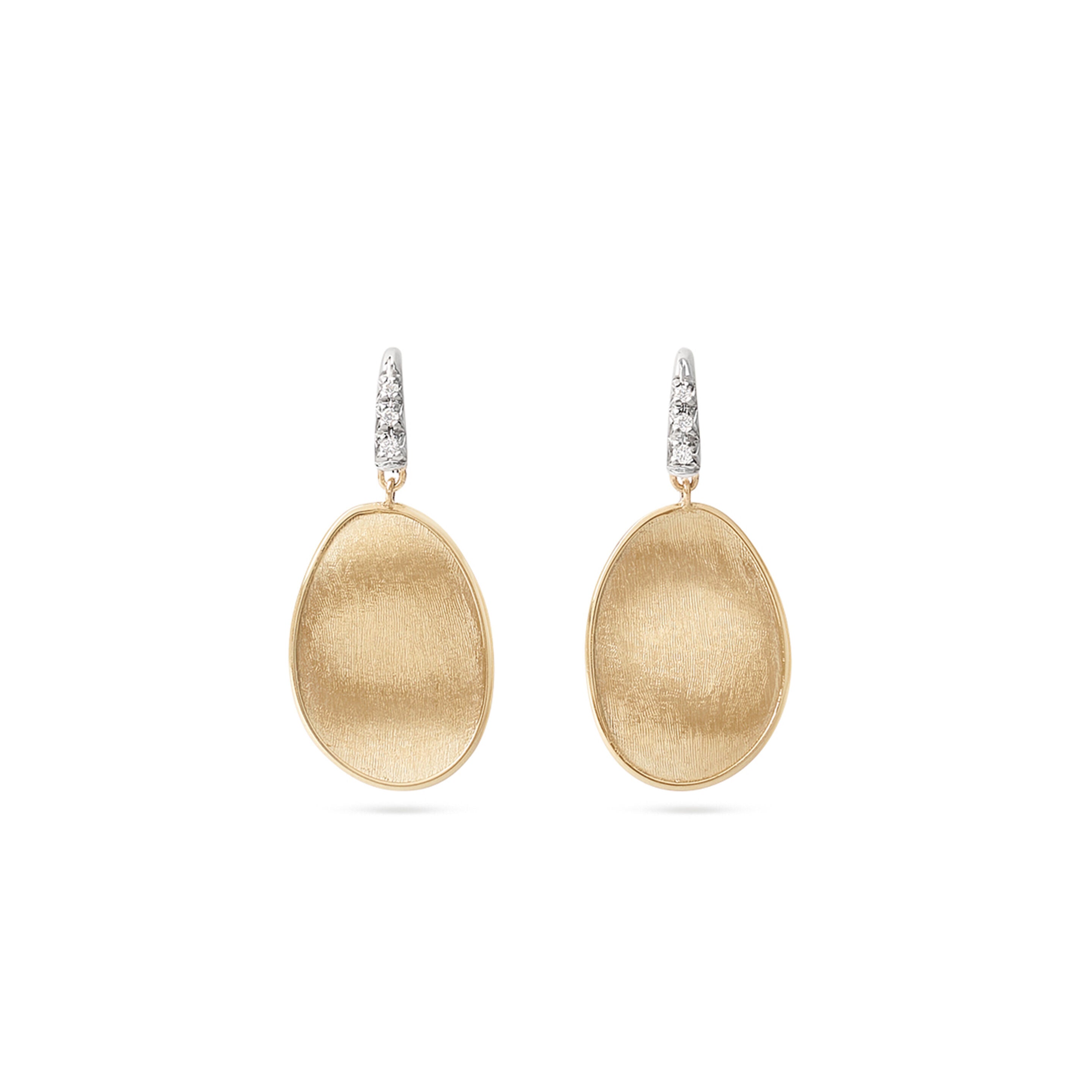 MARCO BICEGO 18K YELLOW AND WHITE GOLD LUNARIA DIAMOND STUDDED EARRINGS