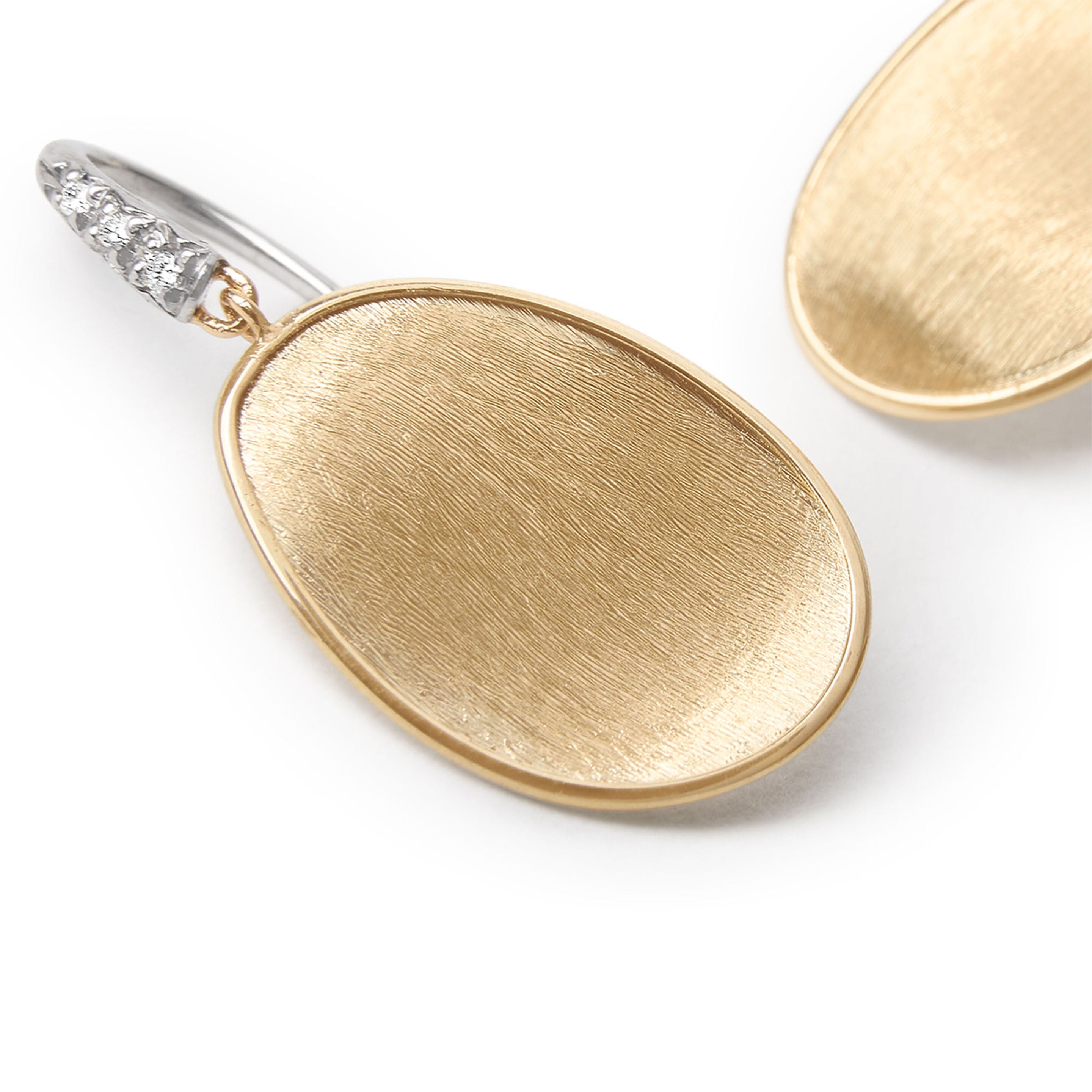 MARCO BICEGO 18K YELLOW AND WHITE GOLD LUNARIA DIAMOND STUDDED EARRINGS