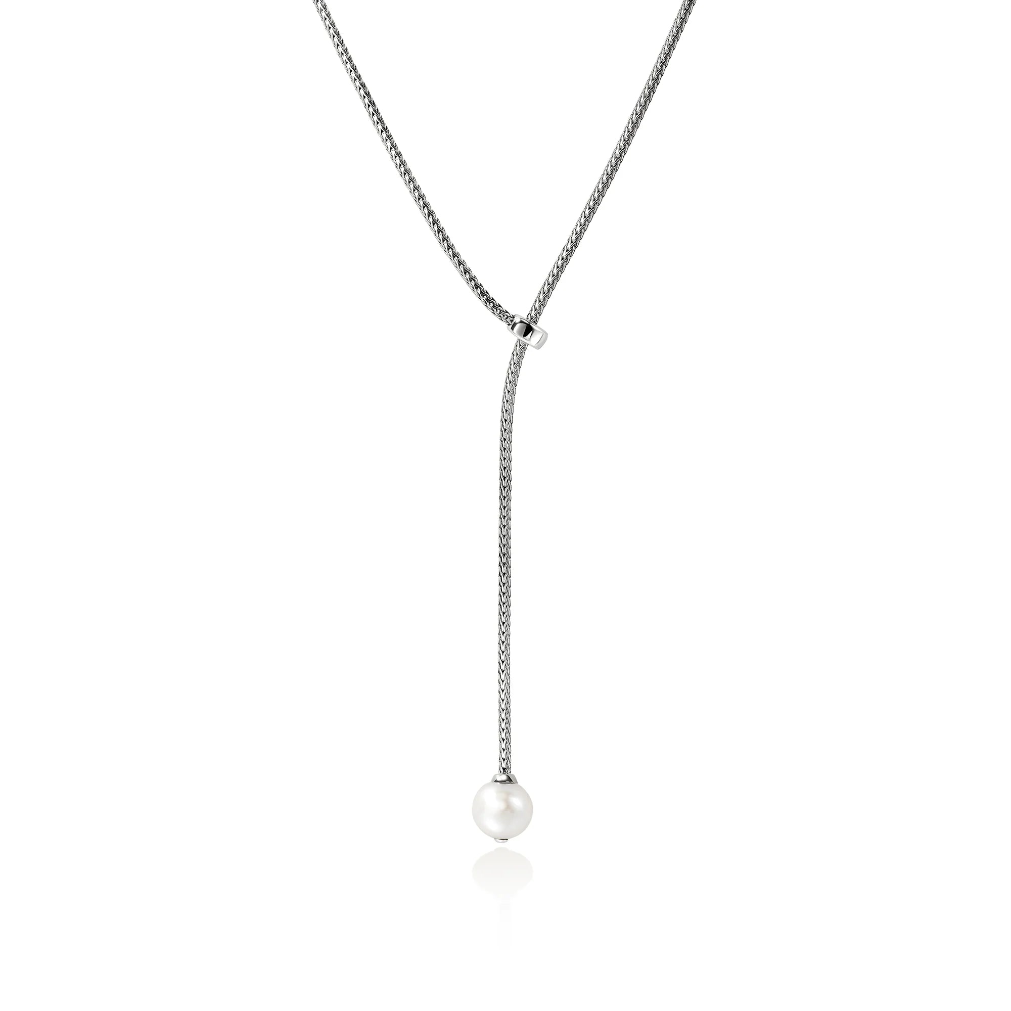 JOHN HARDY ESSENTIAL PEARL LARIAT NECKLACE, STERLING SILVER, 1.8MM