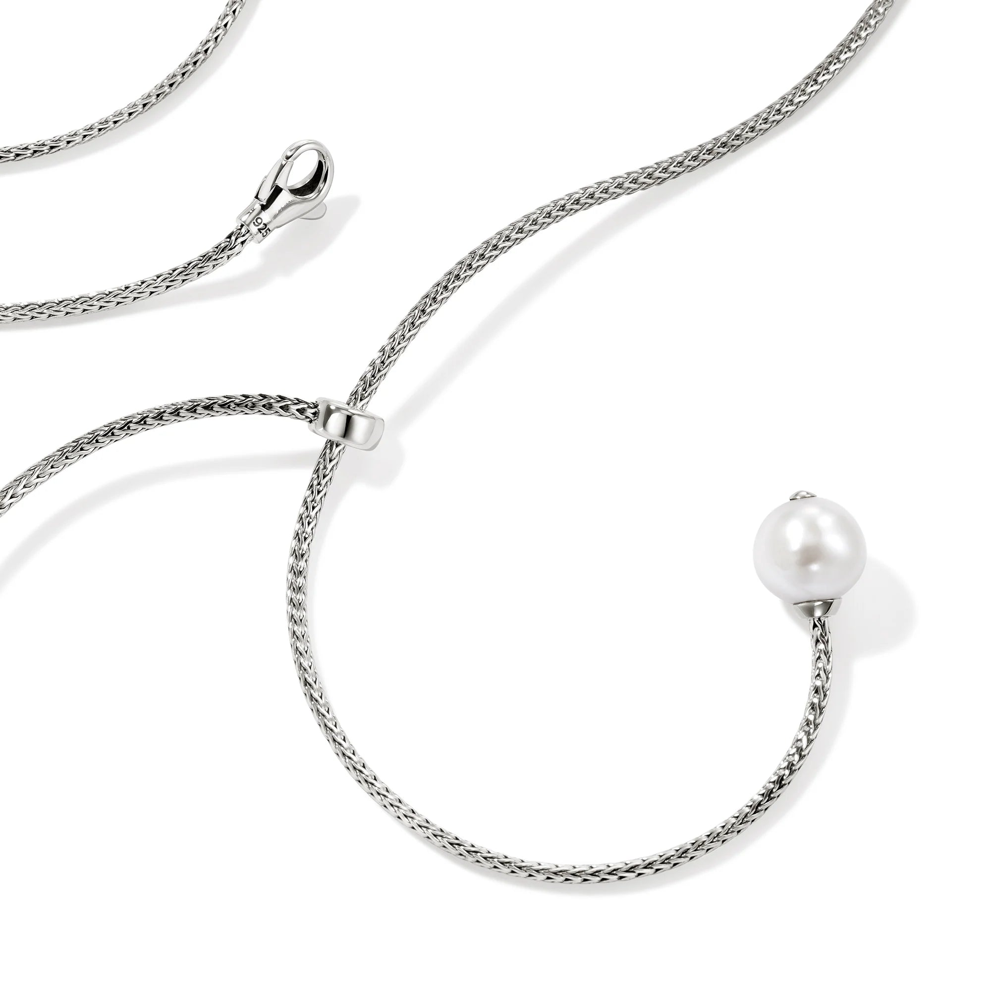 JOHN HARDY ESSENTIAL PEARL LARIAT NECKLACE, STERLING SILVER, 1.8MM