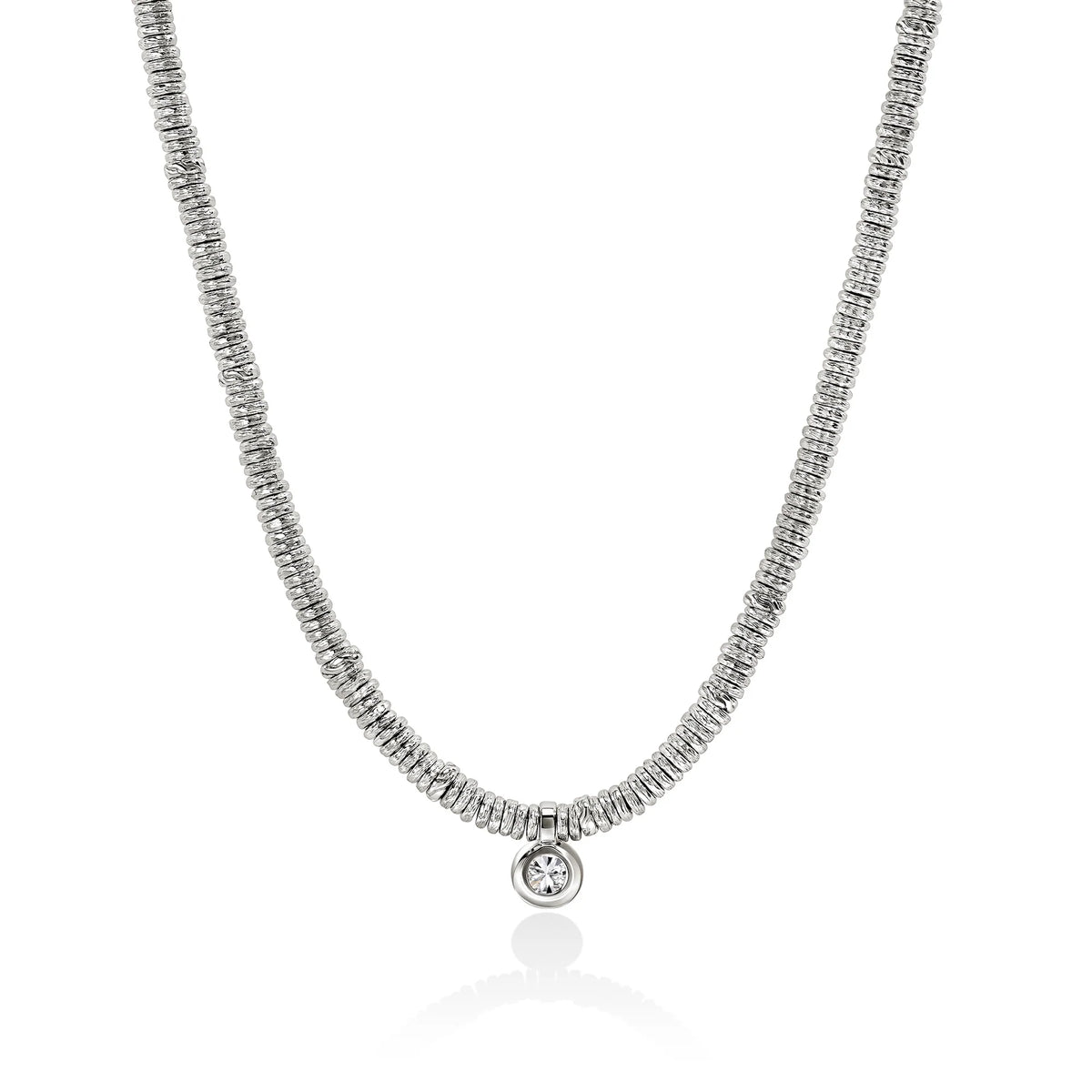 JOHN HARDY LOVESTRUCK HEISHI SILVER 2.5MM RONDEL WITH ROUND LAB GROWN DIAMOND 0.75 TCW ADJUSTABLE 16-18