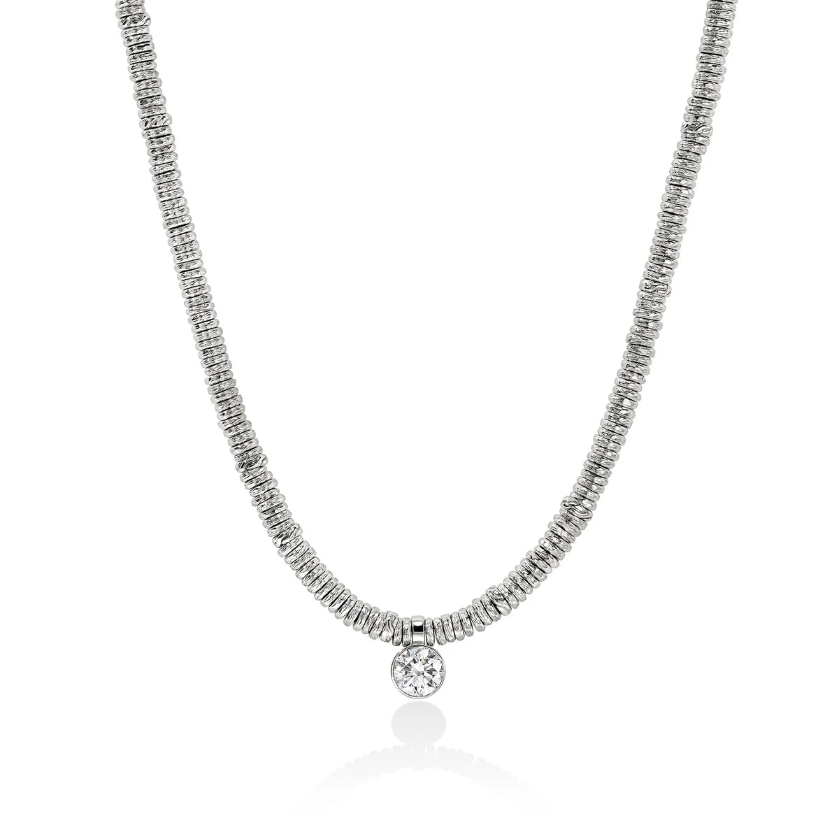 JOHN HARDY LOVESTRUCK HEISHI SILVER 2.5MM RONDEL WITH ROUND LAB GROWN DIAMOND 0.75 TCW ADJUSTABLE 16-18