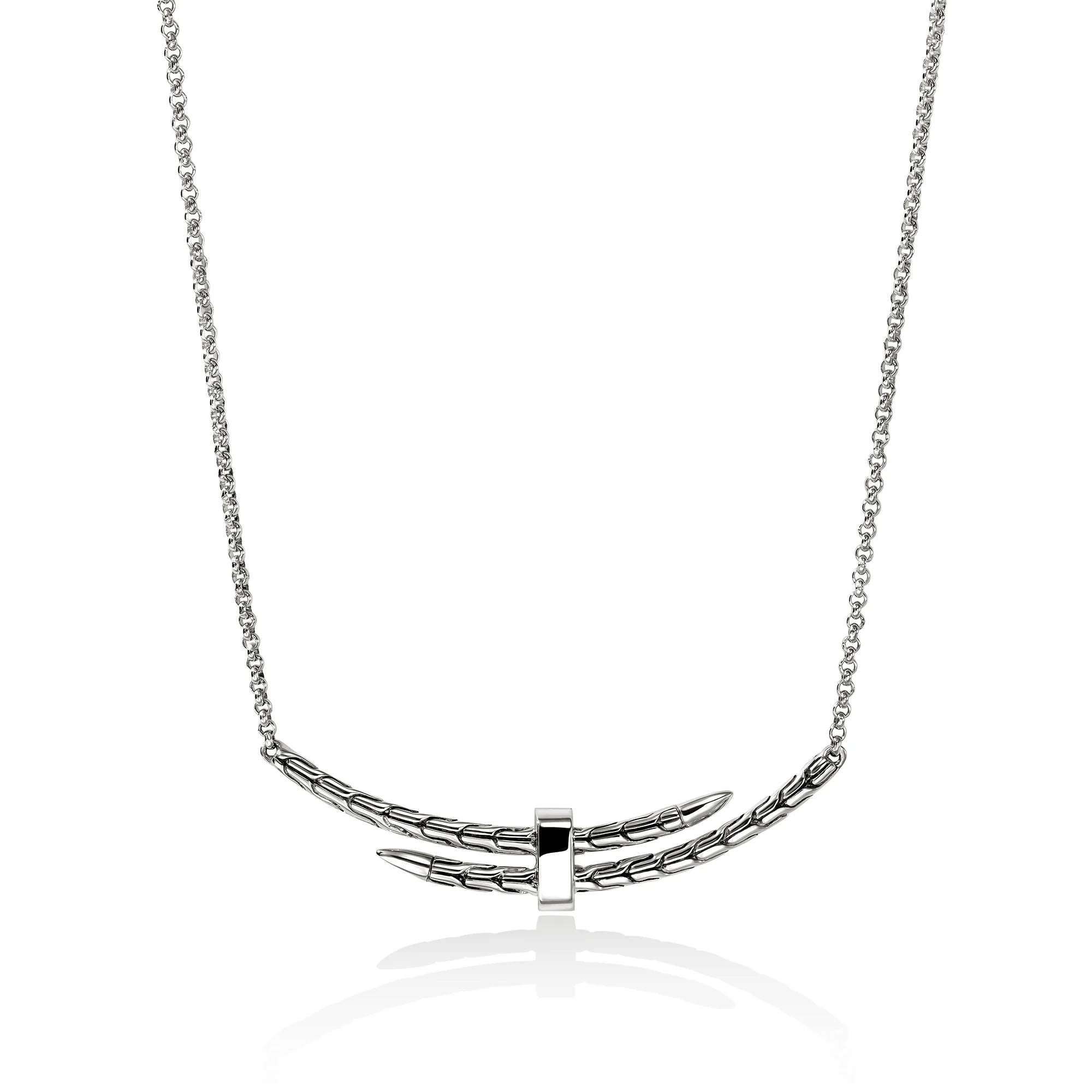 JOHN HARDY SPEAR STATION NECKLACE, STERLING SILVER, DIAMONDS