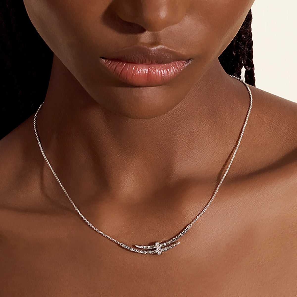 JOHN HARDY SPEAR STATION NECKLACE, STERLING SILVER, DIAMONDS