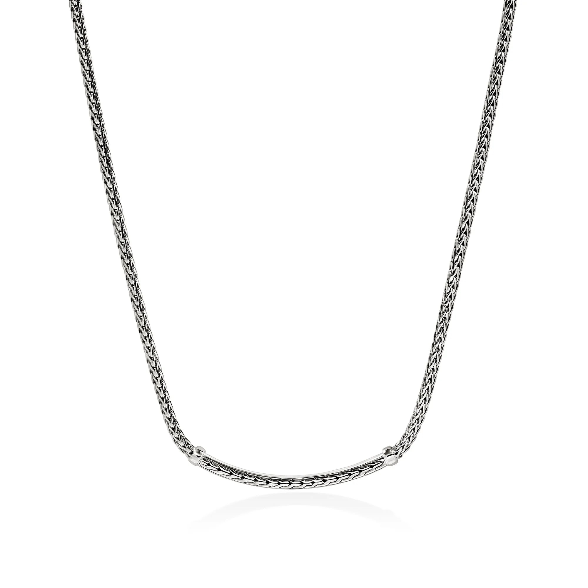 JOHN HARDY ESSENTIALS SILVER 2.5MM MINI CHAIN NECKLACE WITH BLUE SAPPHIRES, SIZE 16-18 ADJUSTABLE