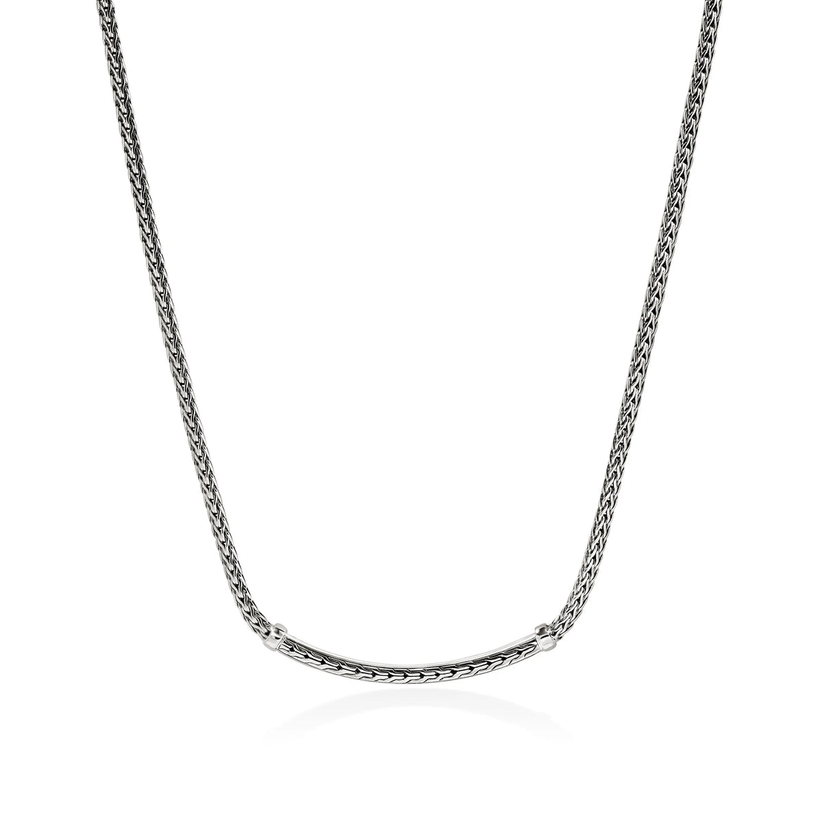 JOHN HARDY ESSENTIALS SILVER 2.5MM MINI CHAIN NECKLACE WITH BLUE SAPPHIRES, SIZE 16-18 ADJUSTABLE