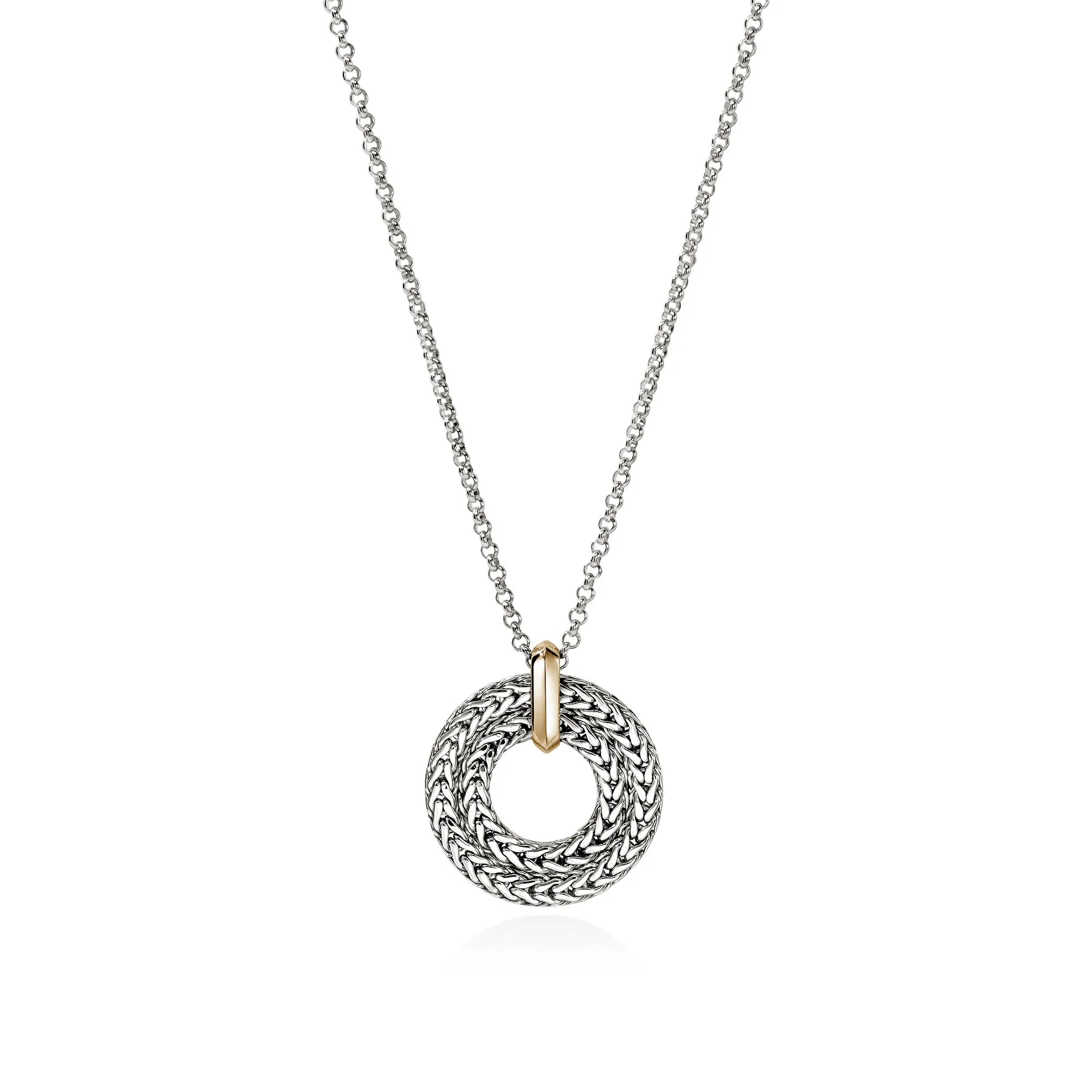 JOHN HARDY ICON LINK PENDANT NECKLACE, STERLING SILVER, GOLD, 2MM