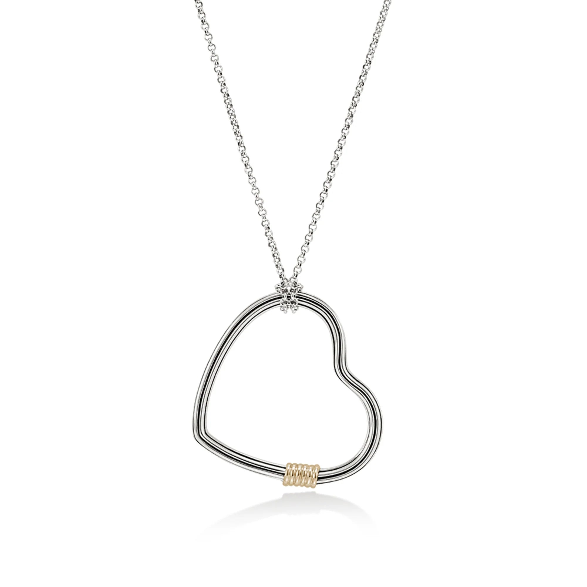 Bamboo Heart Necklace, Gold, Silver, Diamonds