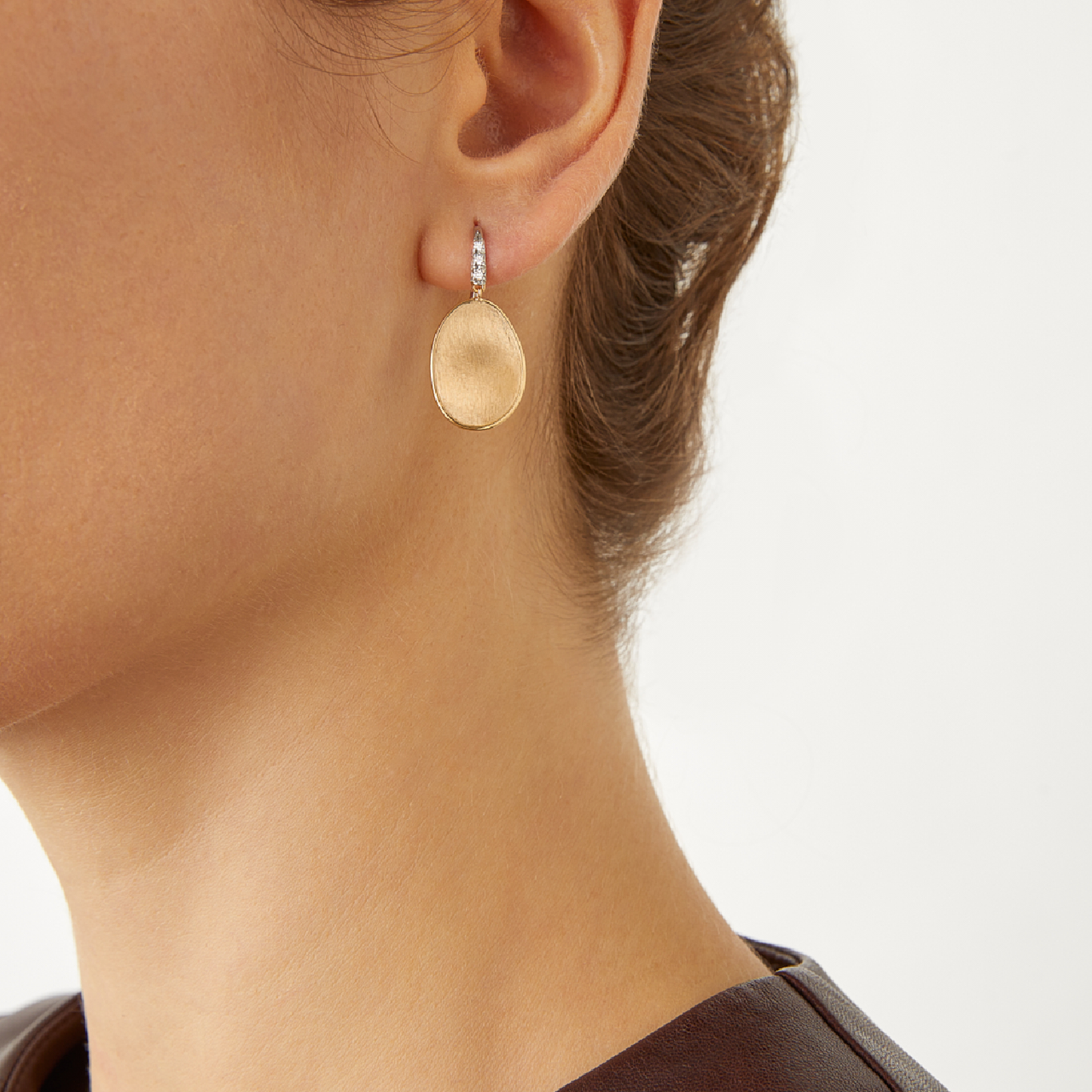 MARCO BICEGO 18K YELLOW AND WHITE GOLD LUNARIA DIAMOND STUDDED EARRINGS