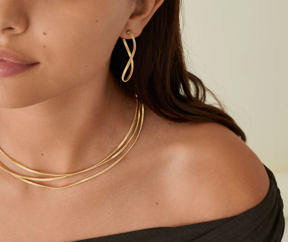 MARCO BICEGO MARRAKECH 18K YELLOW GOLD TWISTED INFINITY-SHAPED COIL EARRINGS