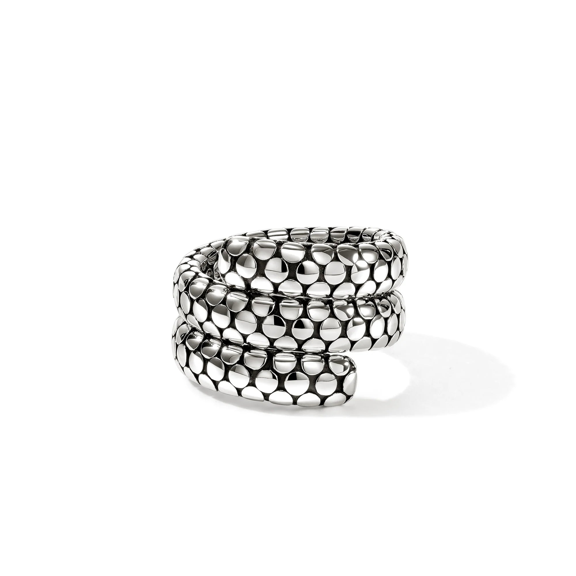 JOHN HARDY DOT STERLING SILVER DOUBLE COIL RING, SIZE 7