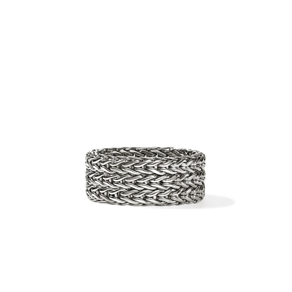 JOHN HARDY STERLING SILVER ICON LINK 9MM BAND RING, SIZE 7