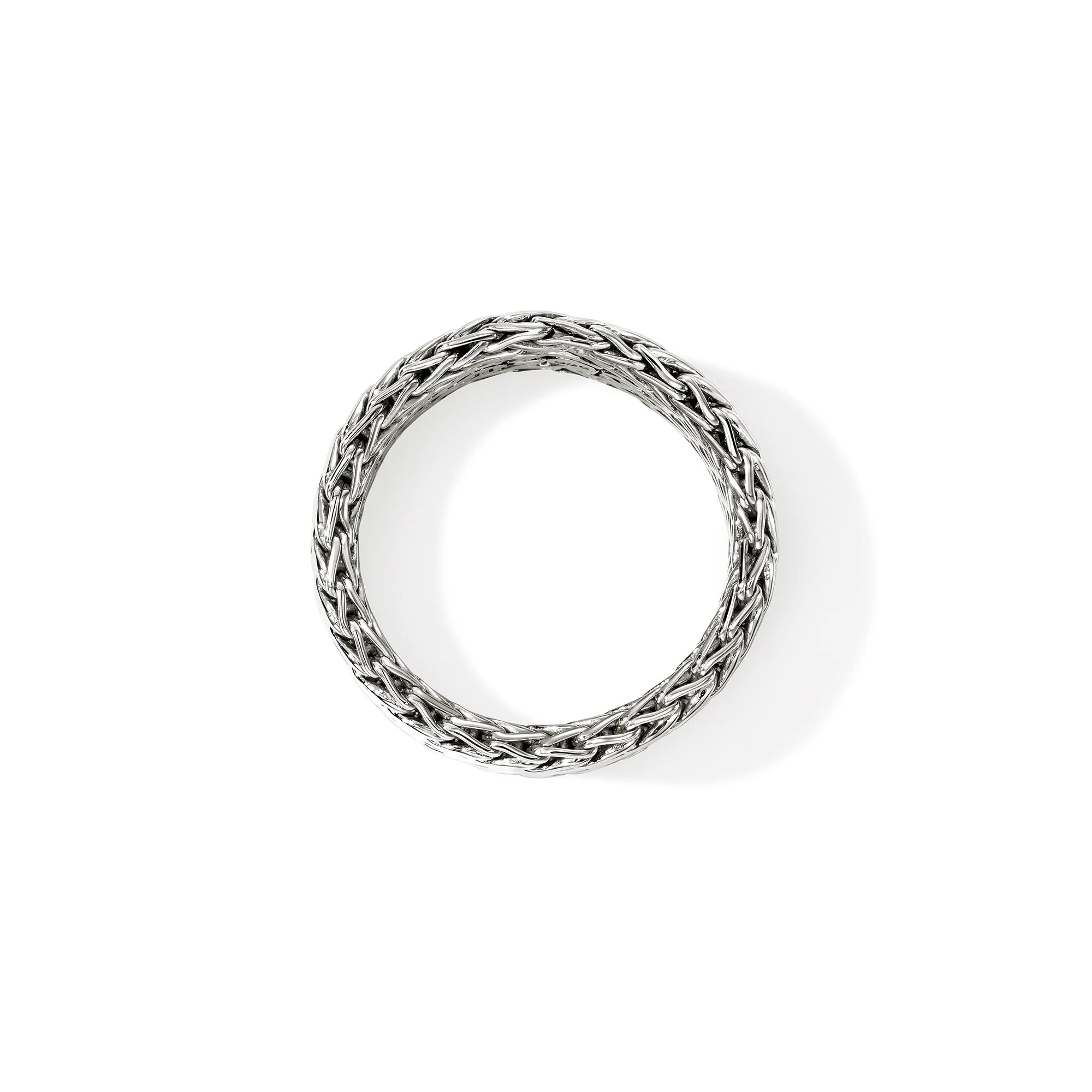 JOHN HARDY STERLING SILVER ICON LINK 9MM BAND RING, SIZE 7