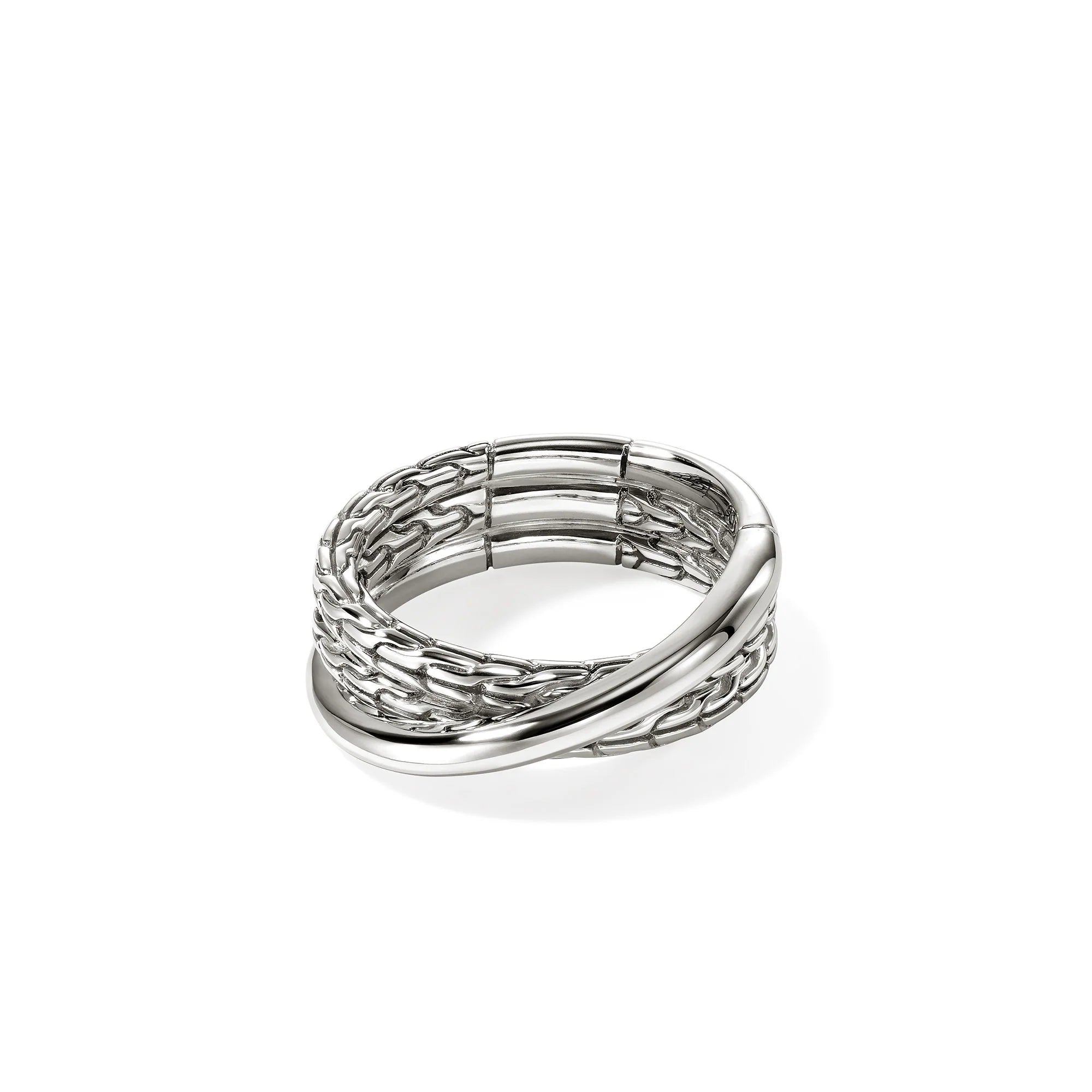 JOHN HARDY ESSENTIAL CROSSOVER RING, STERLING SILVER