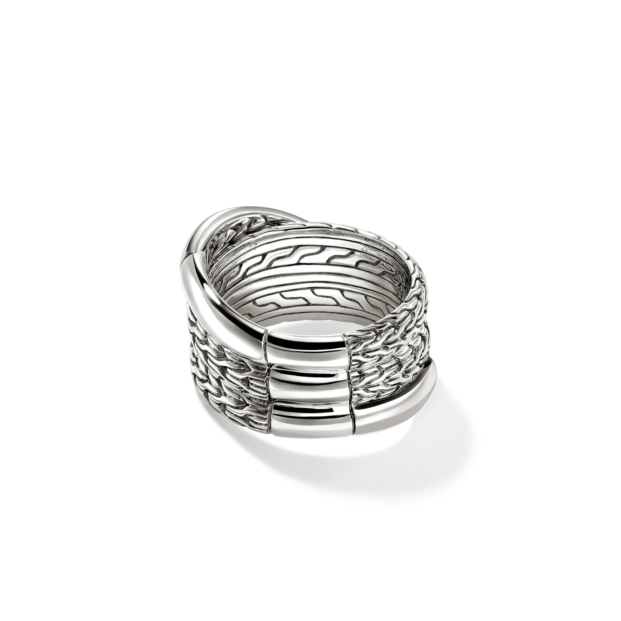 JOHN HARDY ESSENTIAL CROSSOVER RING, STERLING SILVER