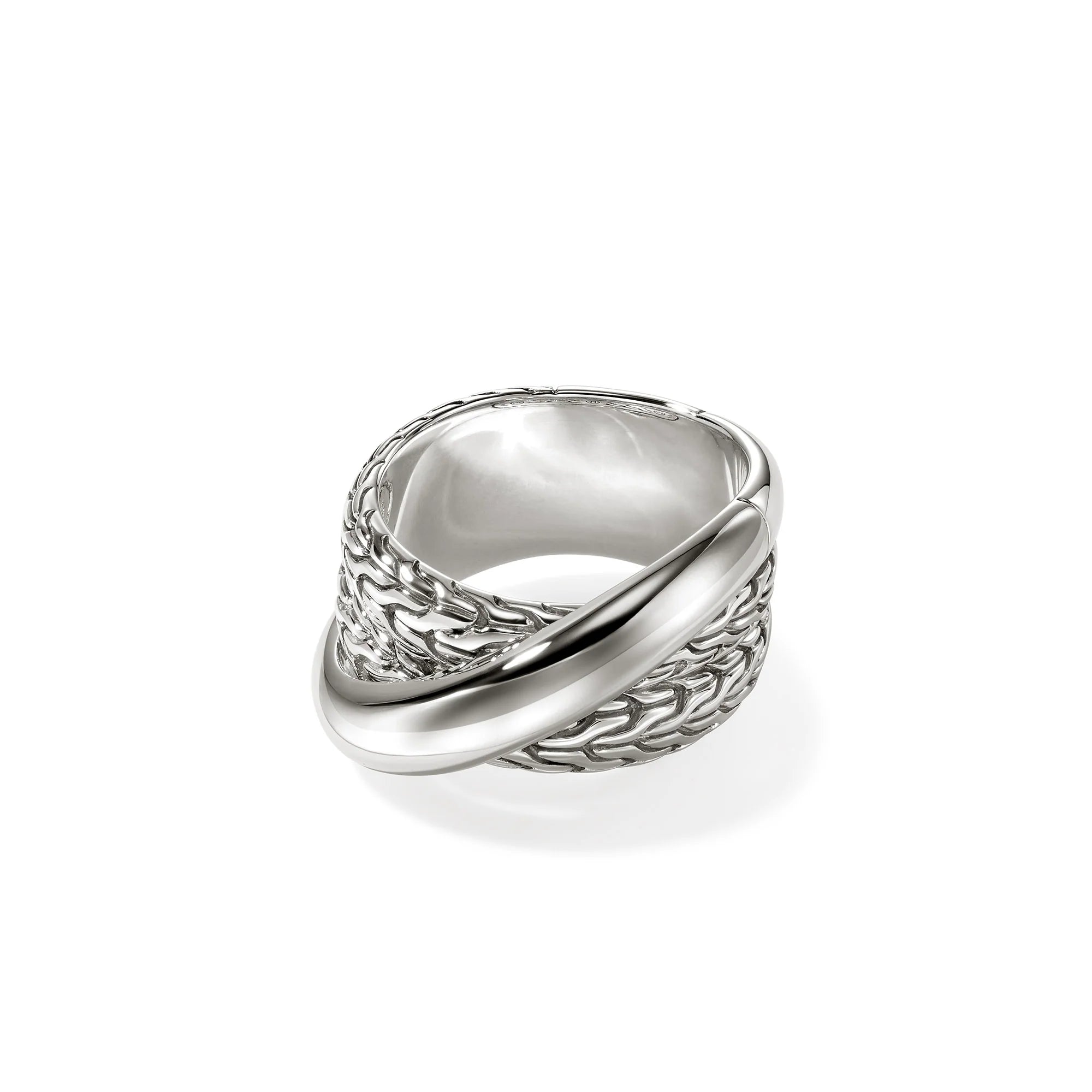 JOHN HARDY ESSENTIAL CROSSOVER RING, STERLING SILVER