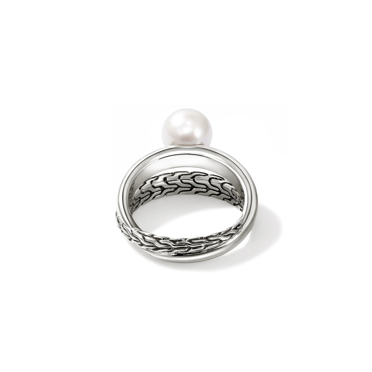 JOHN HARDY ESSENTIALS SILVER RING WITH 8-8.5MM CULTURED FRESH WATER PEARL, SIZE 7