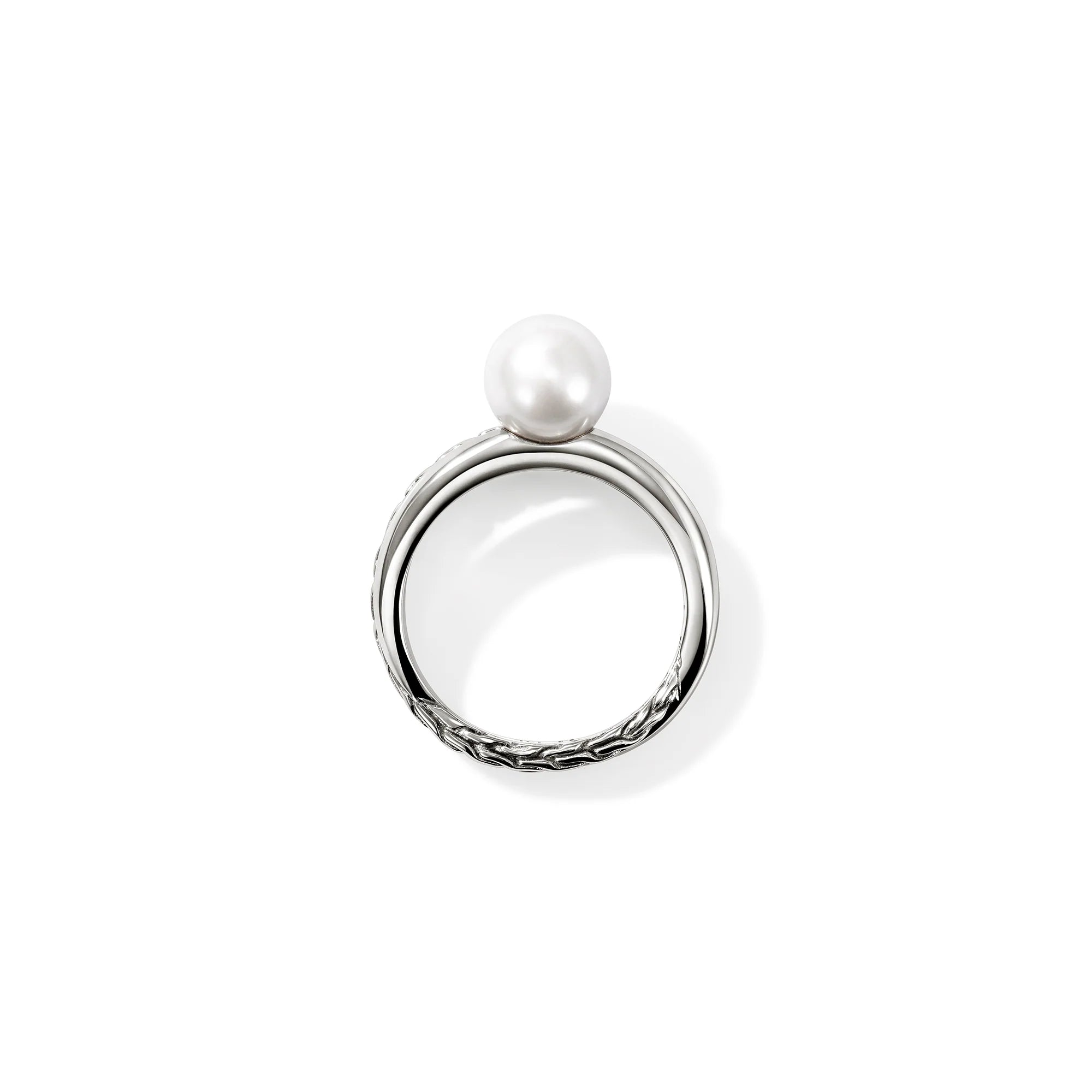 JOHN HARDY ESSENTIALS SILVER RING WITH 8-8.5MM CULTURED FRESH WATER PEARL, SIZE 7